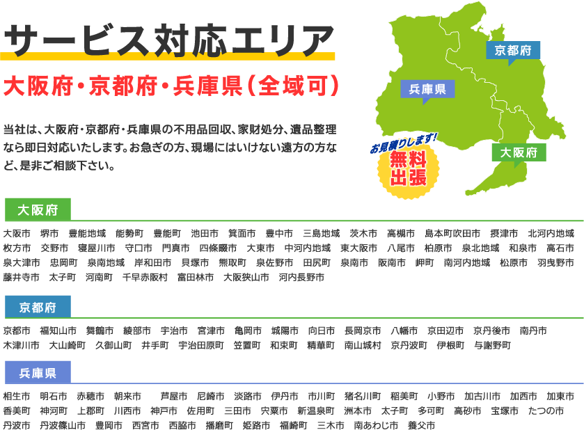 対応エリア
・大阪府
・京都府
・兵庫県